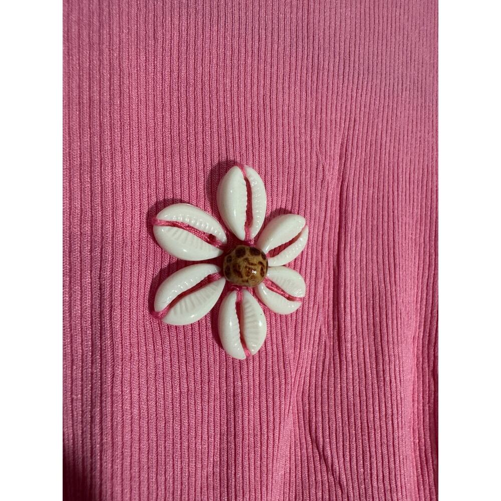 Wild Fable Pink Ribbed Tank Top XXS Floral Seashell Detail Sleeveless Fitted NWT - Picture 3 of 4